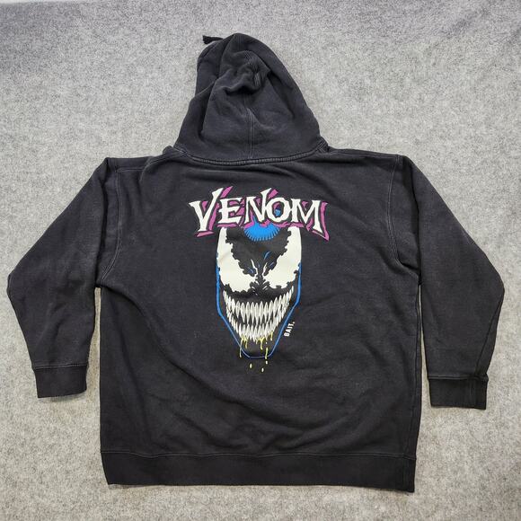 Marvel X Bait Venom Hoodie Mens 2XL Black Spider Pullover Sweatshirt Comic Book - Picture 3 of 14